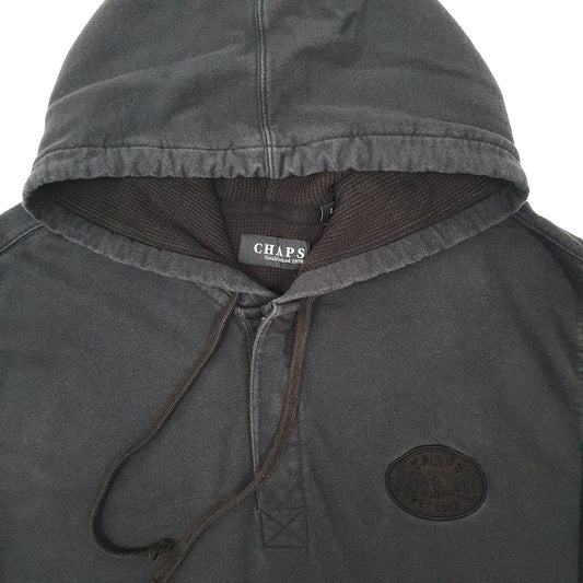 Mens Black Chaps Quarter Zip Hoodie Jumper