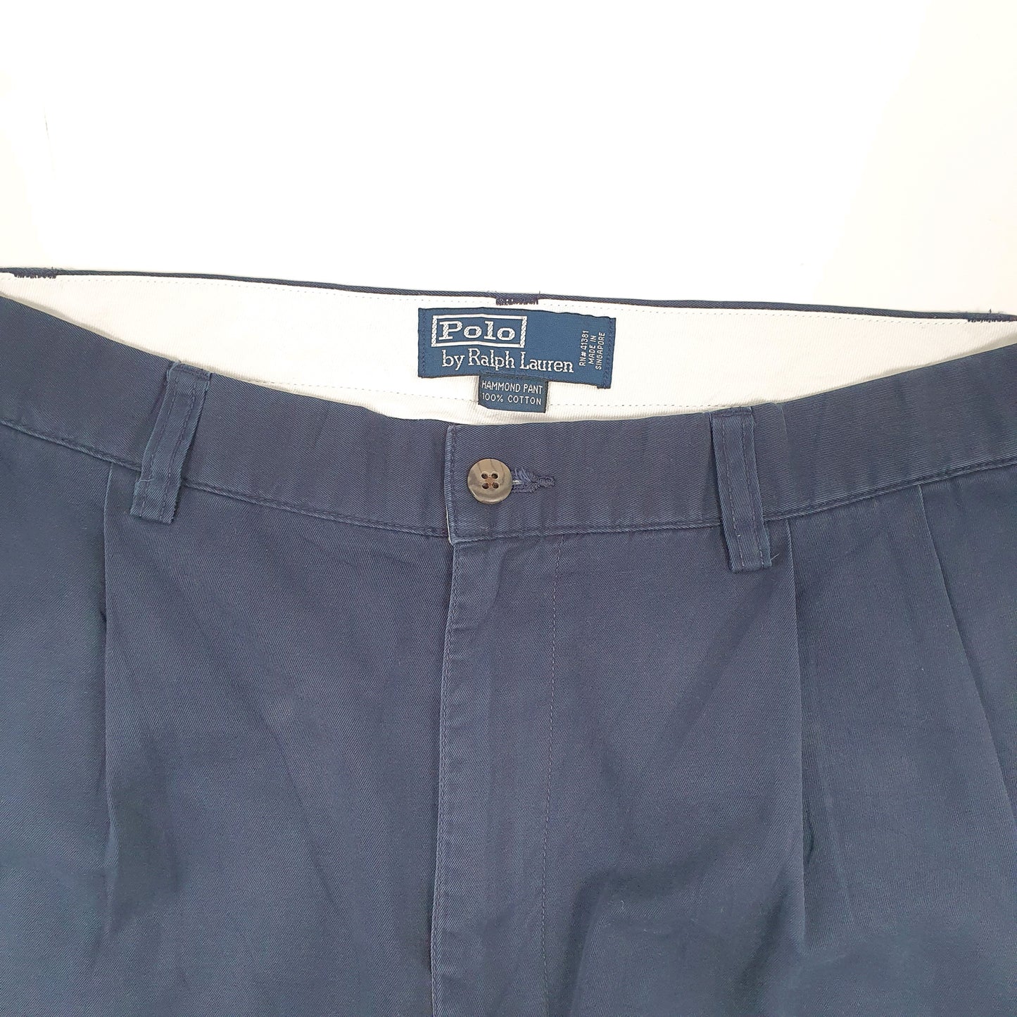 Mens Navy Polo Ralph Lauren Hammond Pant Double Pleated Chino Trousers