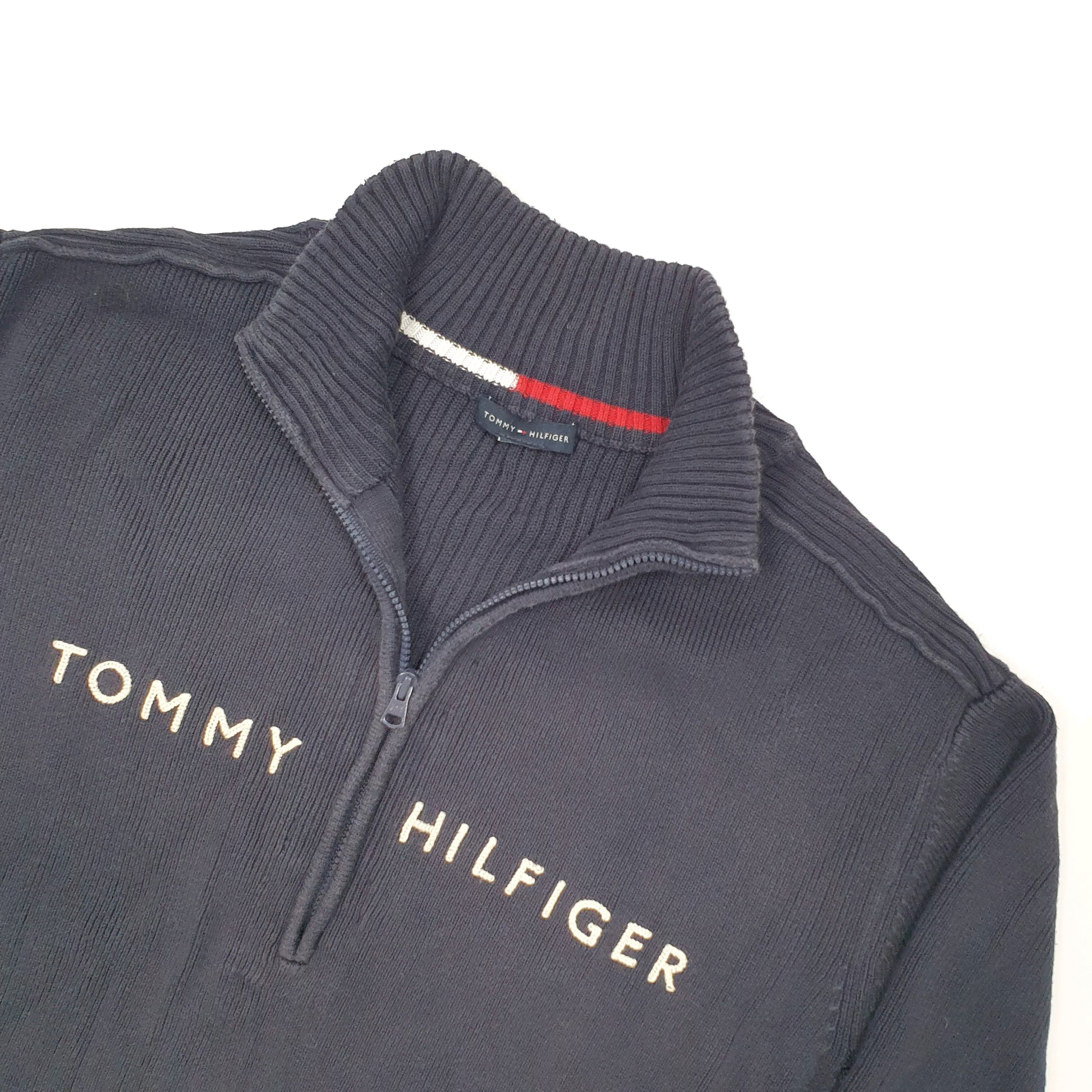 Tommy Hilfiger Spellout Quarter Zip M Navy