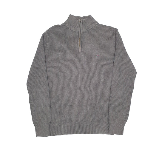 Tommy Hilfiger Thick Knit Quarter Zip L Grey