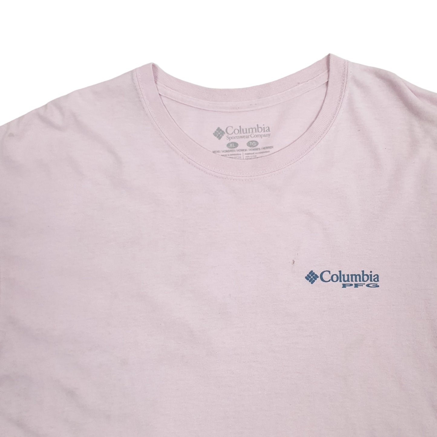 Mens Pink Columbia Sportswear Performance Fishing Gear PFG Short Sleeve T Shirt