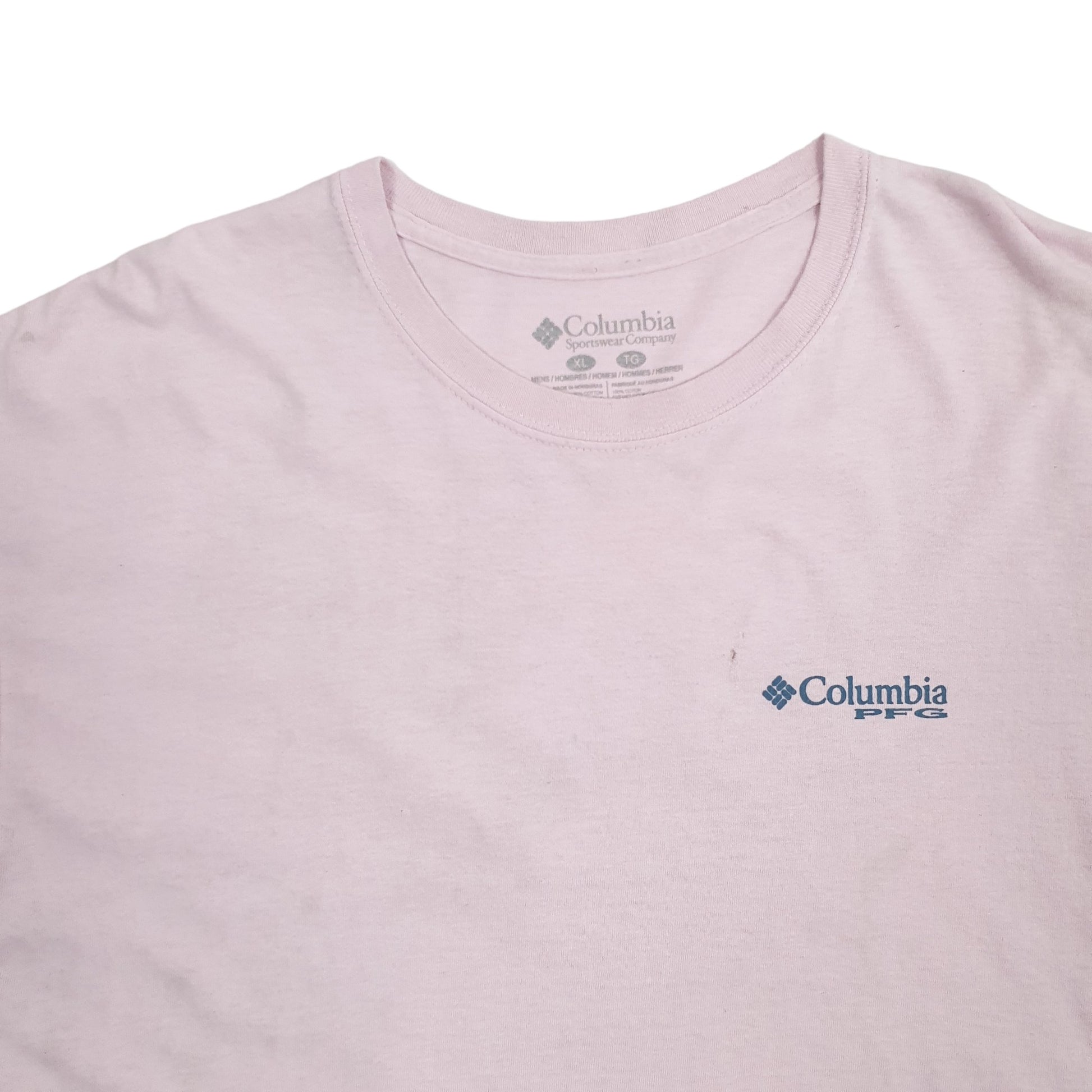 Mens Pink Columbia Sportswear Performance Fishing Gear PFG Short Sleeve T Shirt