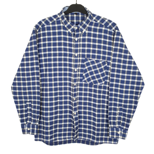 Non Branded Flannel Shacket Long Sleeve Regular Fit Check Shirt Blue