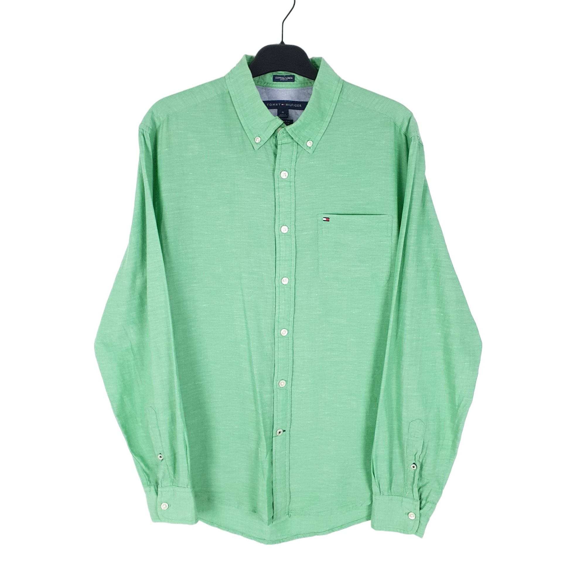 Tommy Hilfiger Long Sleeve Regular Fit Gingham Shirt Green