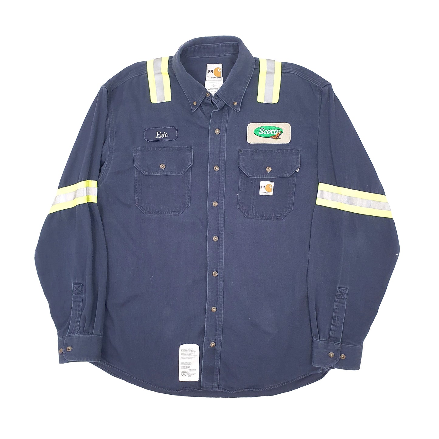 Mens Navy Carhartt FR Workwear Hi Vis Long Sleeve Shirt