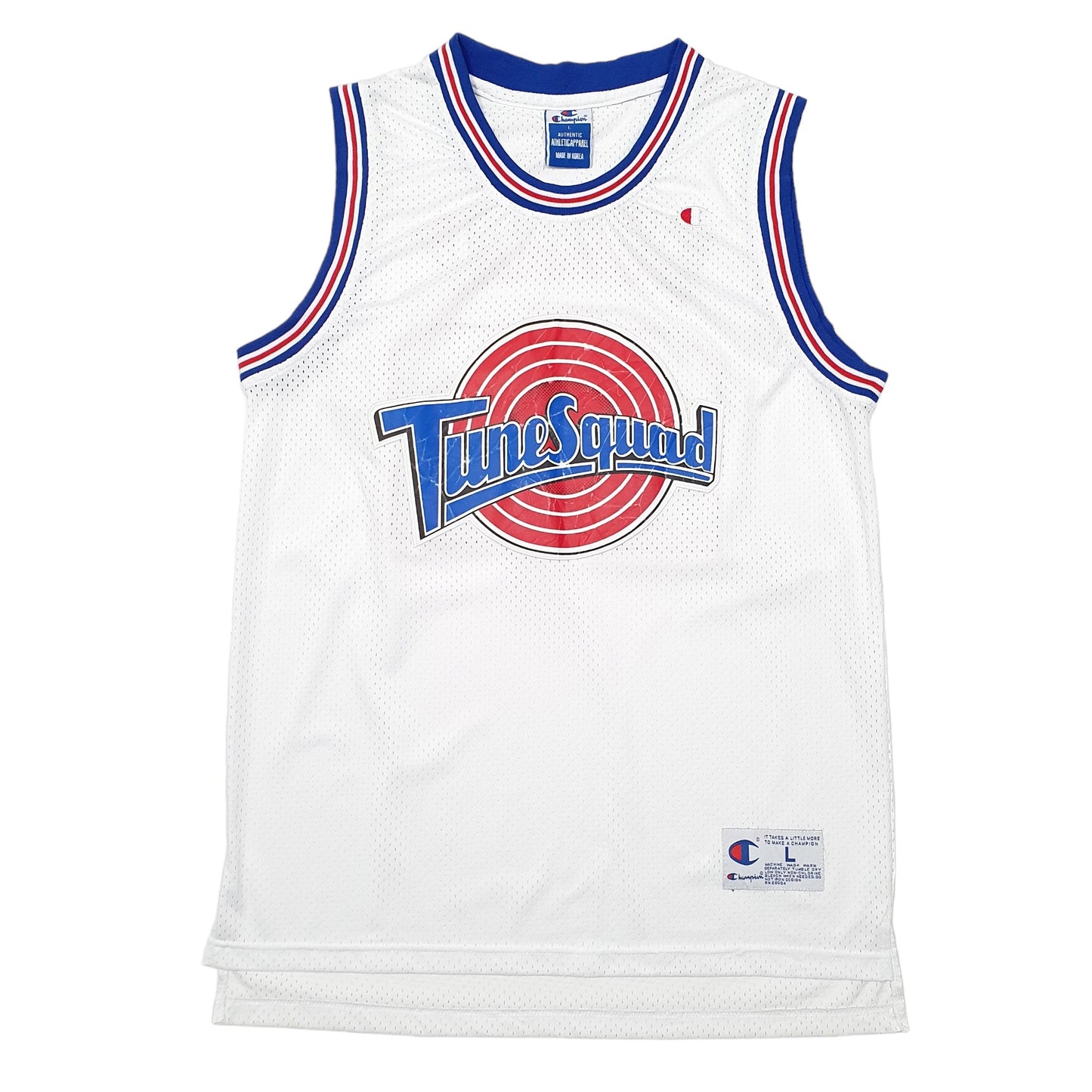 Mens White Champion Space Jam Tune Squad Bill Murray Movie Basketball Jersey Short Sleeve T Shirt