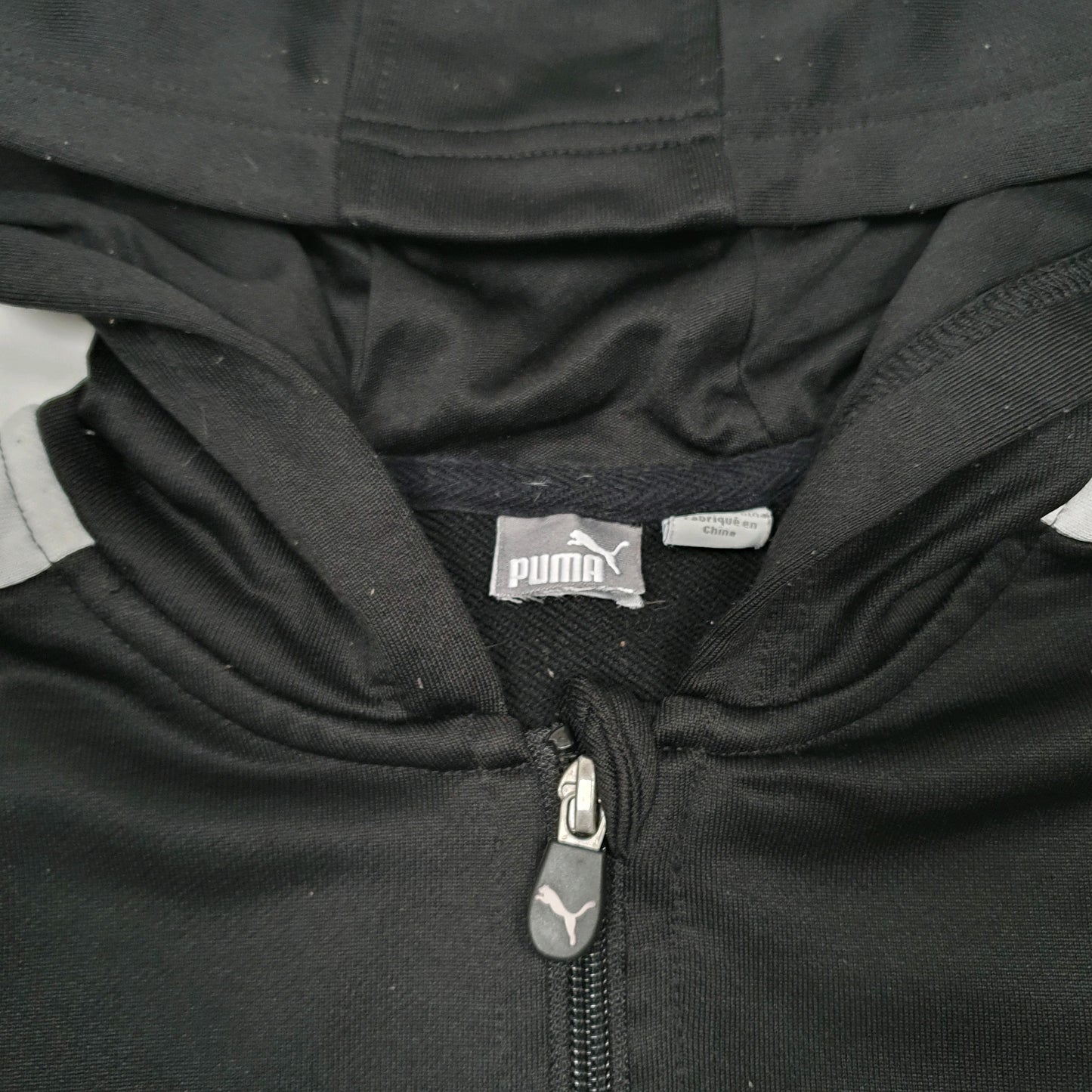 Mens Black Puma Hoodie Hooded Active Track Top Full Zip Jumper