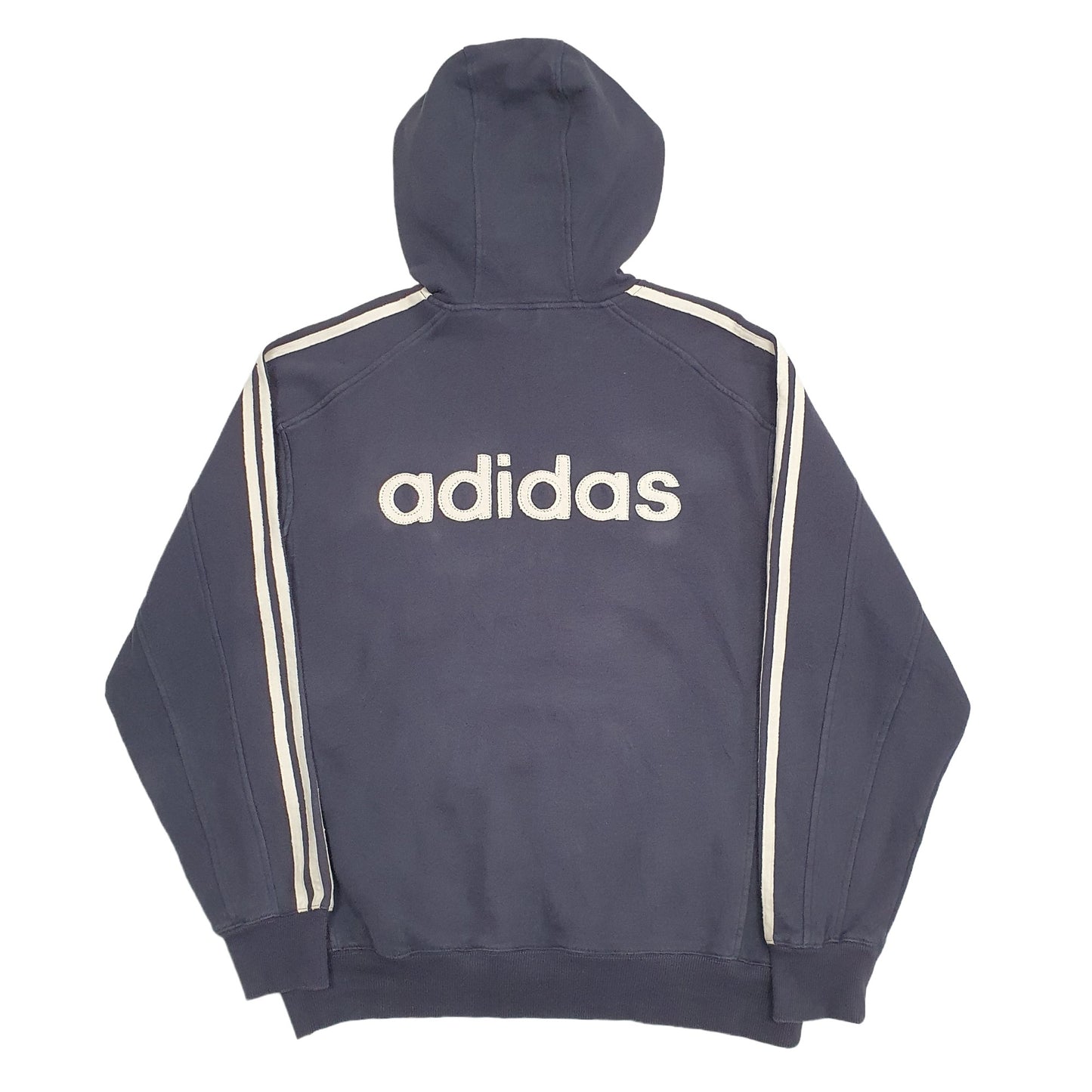 Mens Blue Adidas Spellout Hoodie Jumper