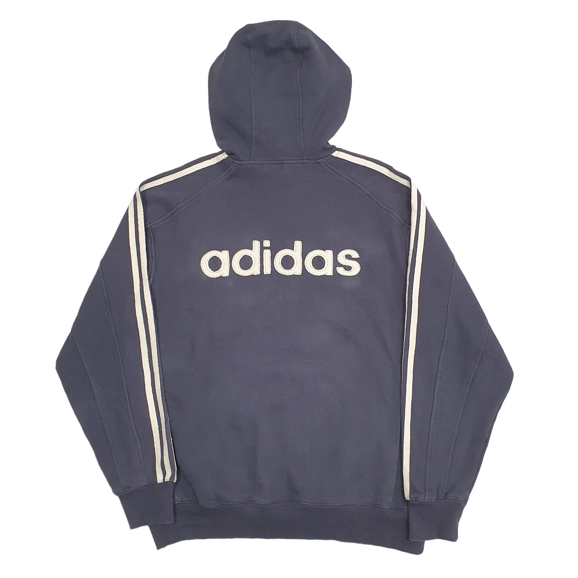 Mens Blue Adidas Spellout Hoodie Jumper