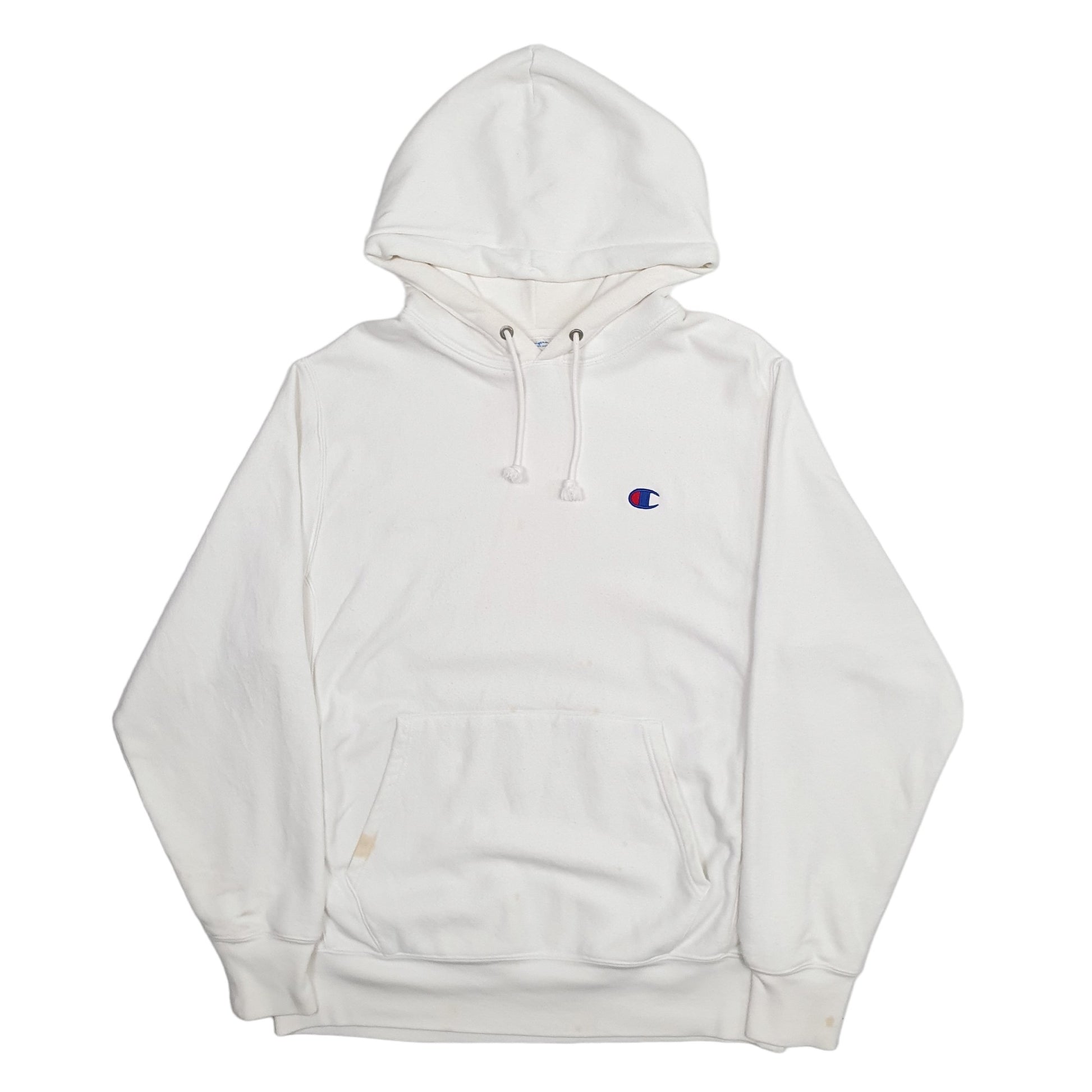 Mens White Champion Reverse Weave Hoodie Jumper