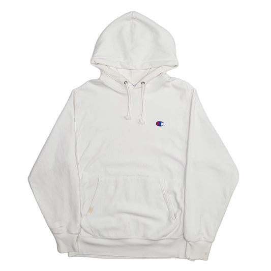 Mens White Champion Reverse Weave Hoodie Jumper