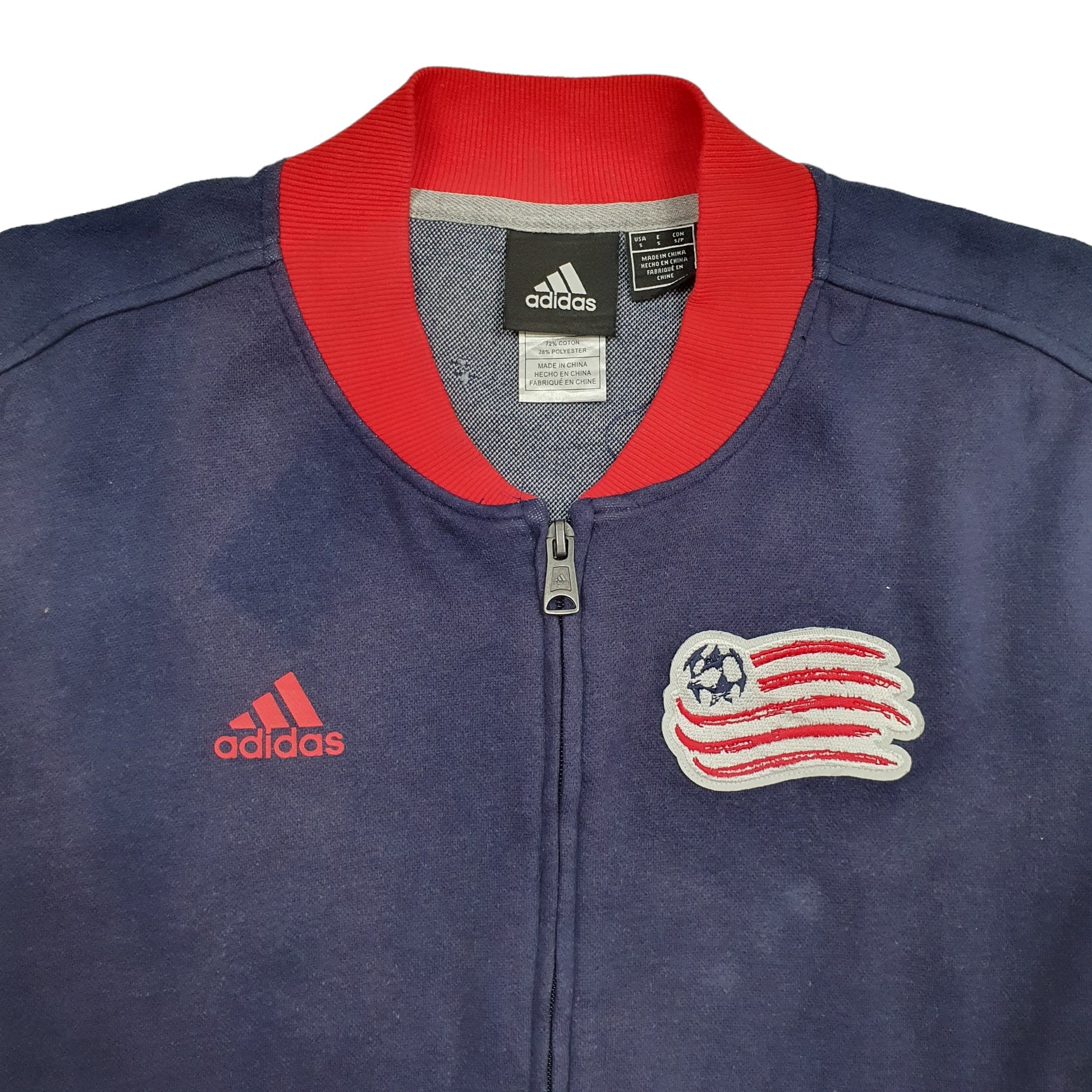 Mens Blue Adidas New England Revolution Soccer Full Zip Jumper