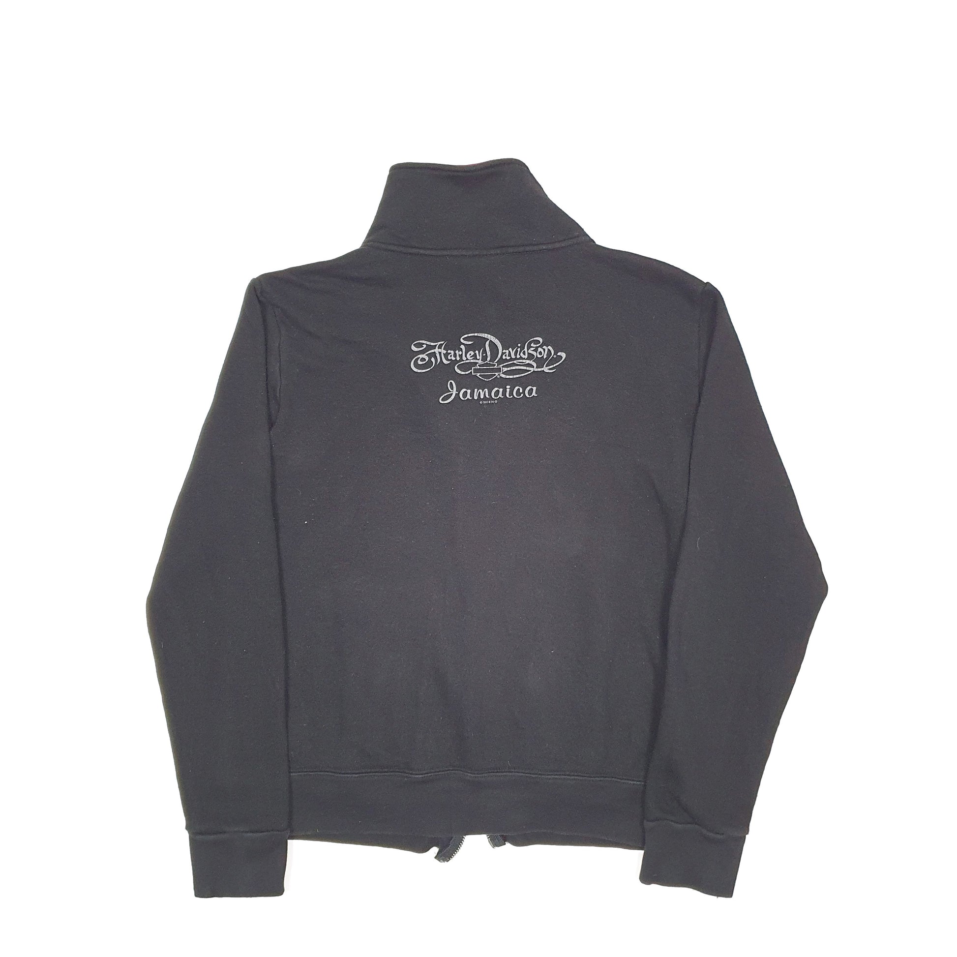 Womens Black Harley Davidson Motorcycles Jamaica Full Zip Jumper