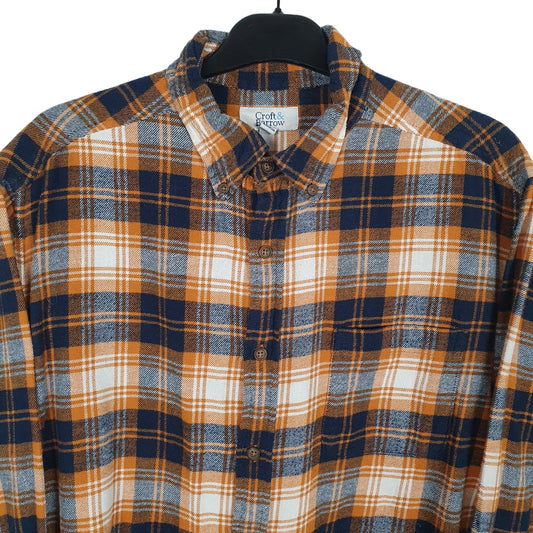 Croft & Barrow Flannel Shacket Long Sleeve Regular Fit Check Shirt Brown