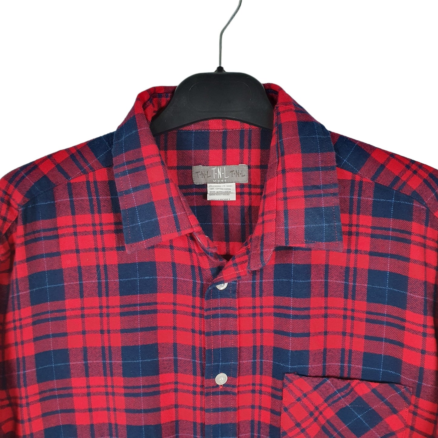 T.N.L Flannel Shacket Overshirt Long Sleeve Regular Fit Check Shirt Red