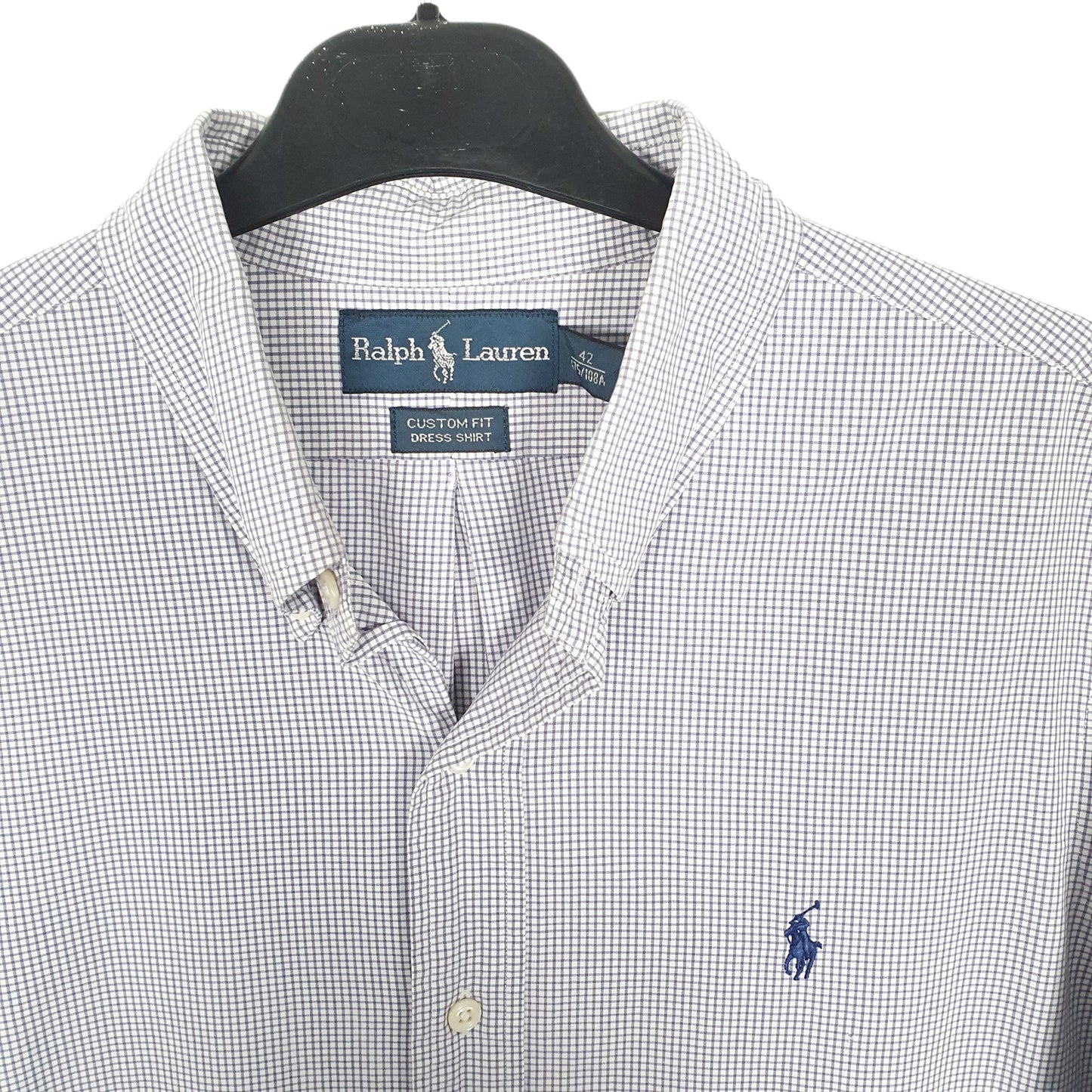 Ralph Lauren Dress Shirt Long Sleeve Custom Fit Check Shirt Blue