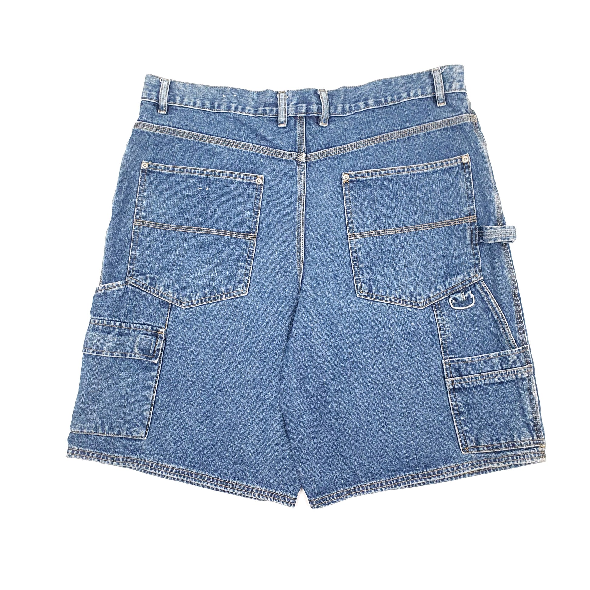 Mens Blue Faded Glory Cargo Carpenter Workwear Denim Shorts