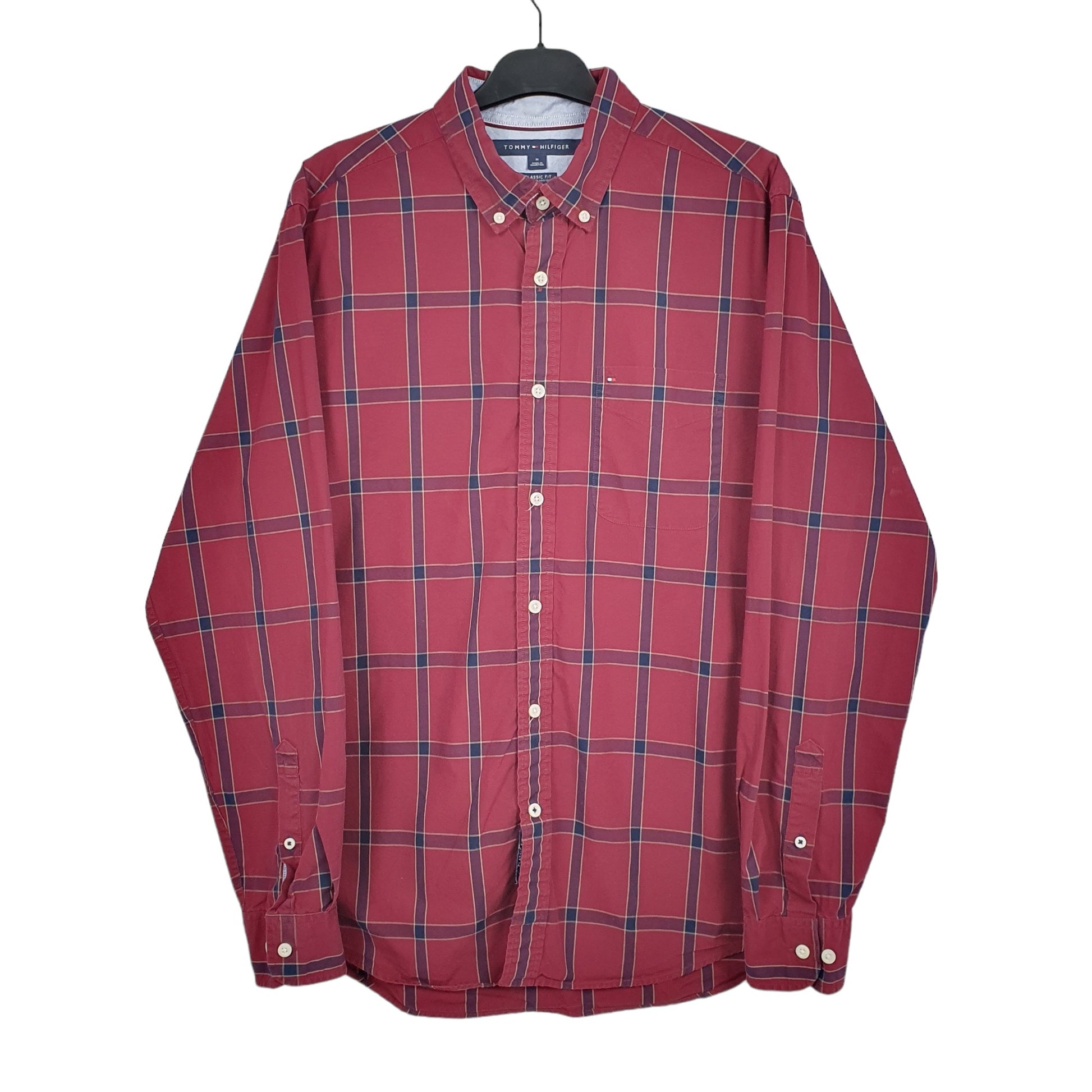 Tommy Hilfiger Long Sleeve Regular Fit Check Shirt Burgundy