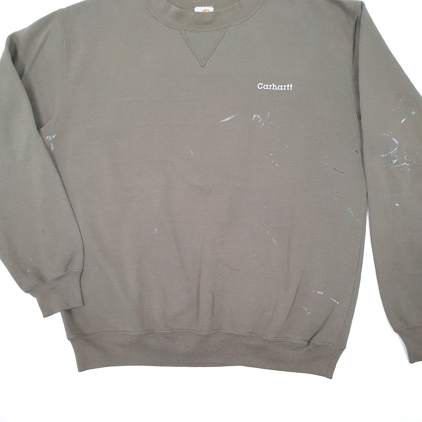 Mens Khaki Carhartt Spellout Workwear Crewneck Jumper