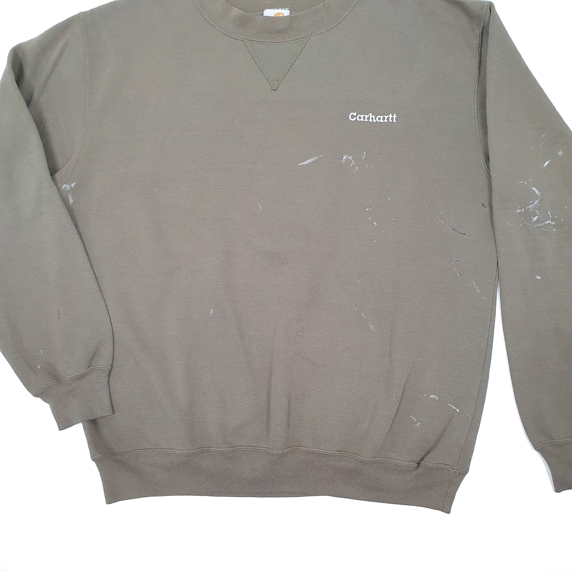 Mens Khaki Carhartt Spellout Workwear Crewneck Jumper