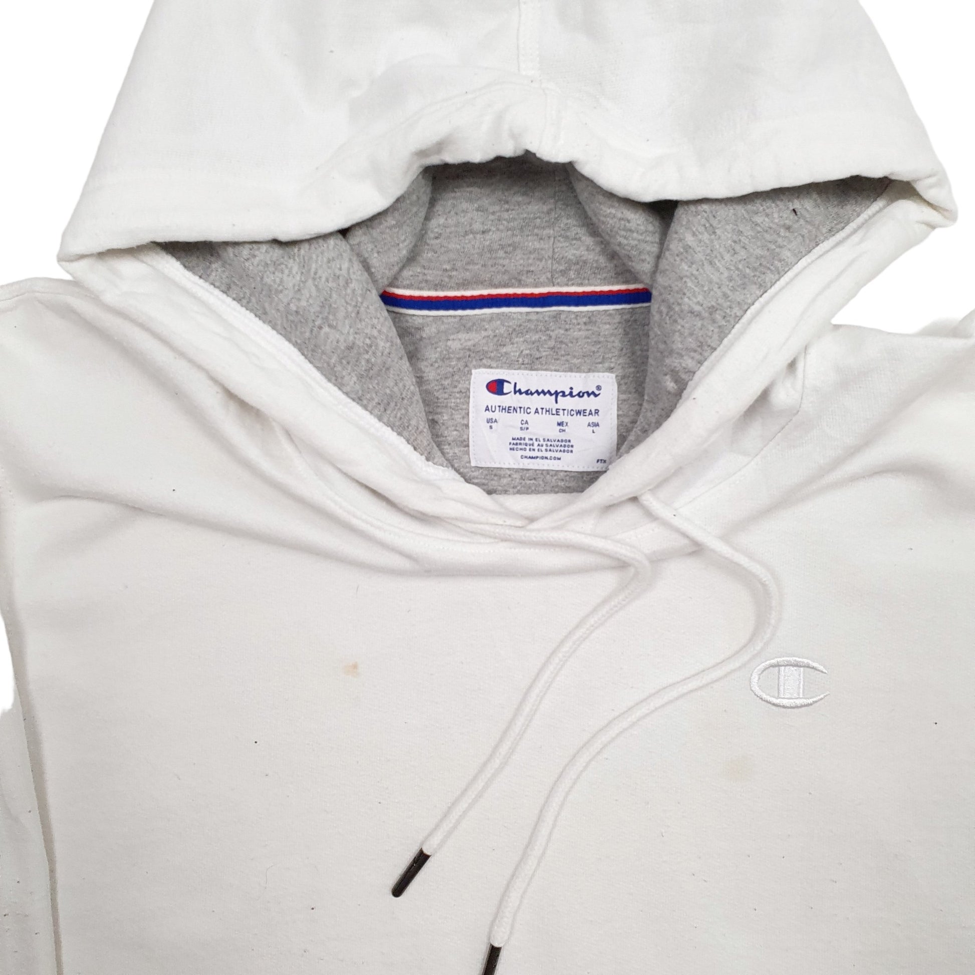 Mens White Champion  Hoodie Jumper