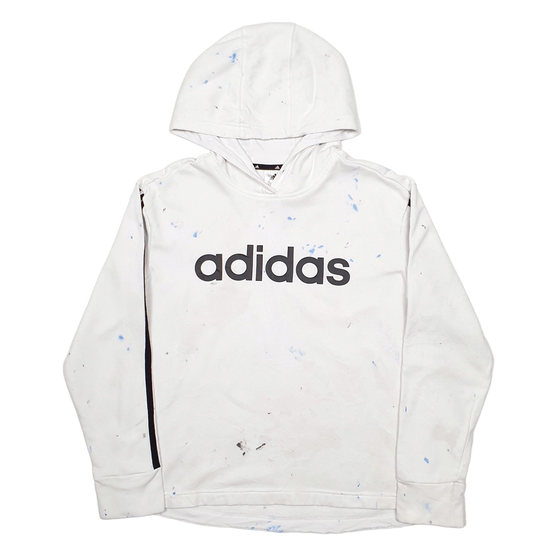 Mens White Adidas Spellout Hoodie Jumper