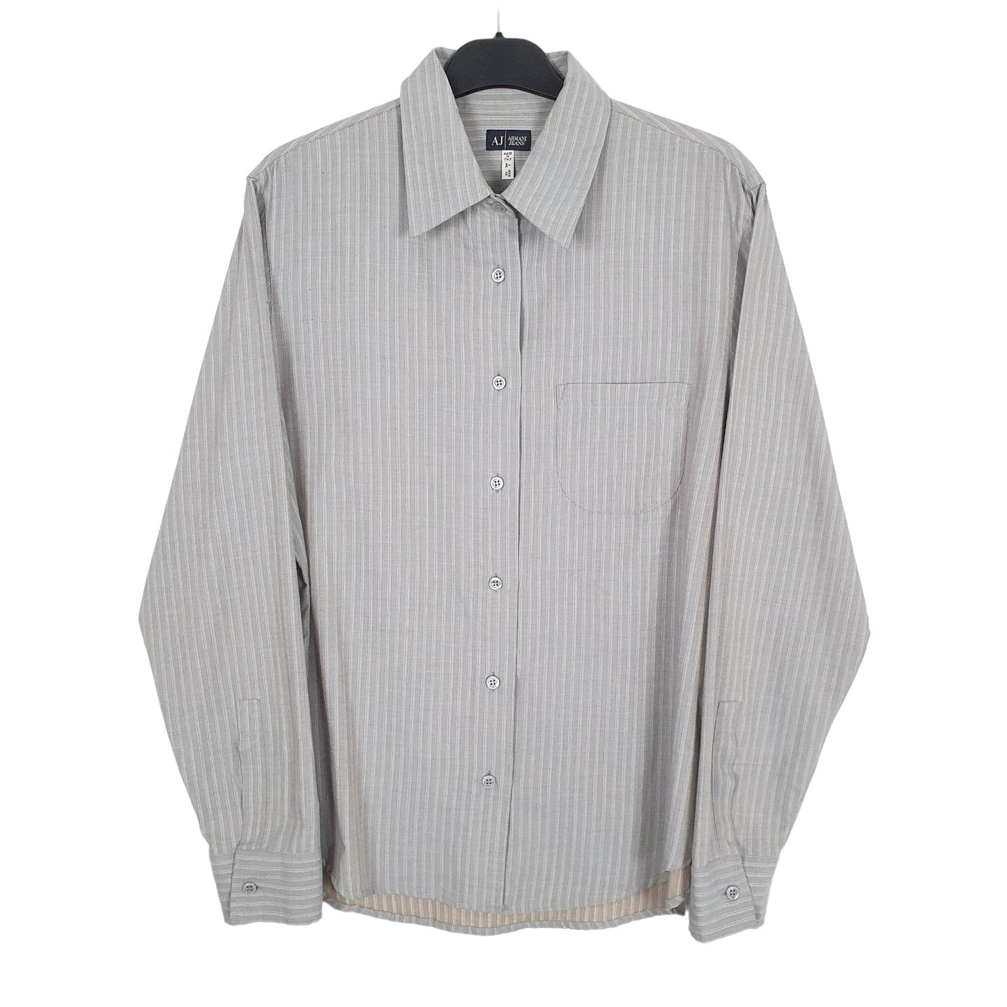 Armani Long Sleeve Regular Fit Striped Shirt Grey