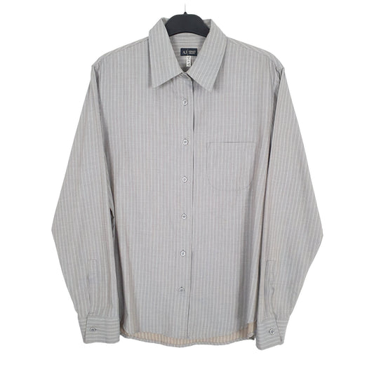 Armani Long Sleeve Regular Fit Striped Shirt Grey
