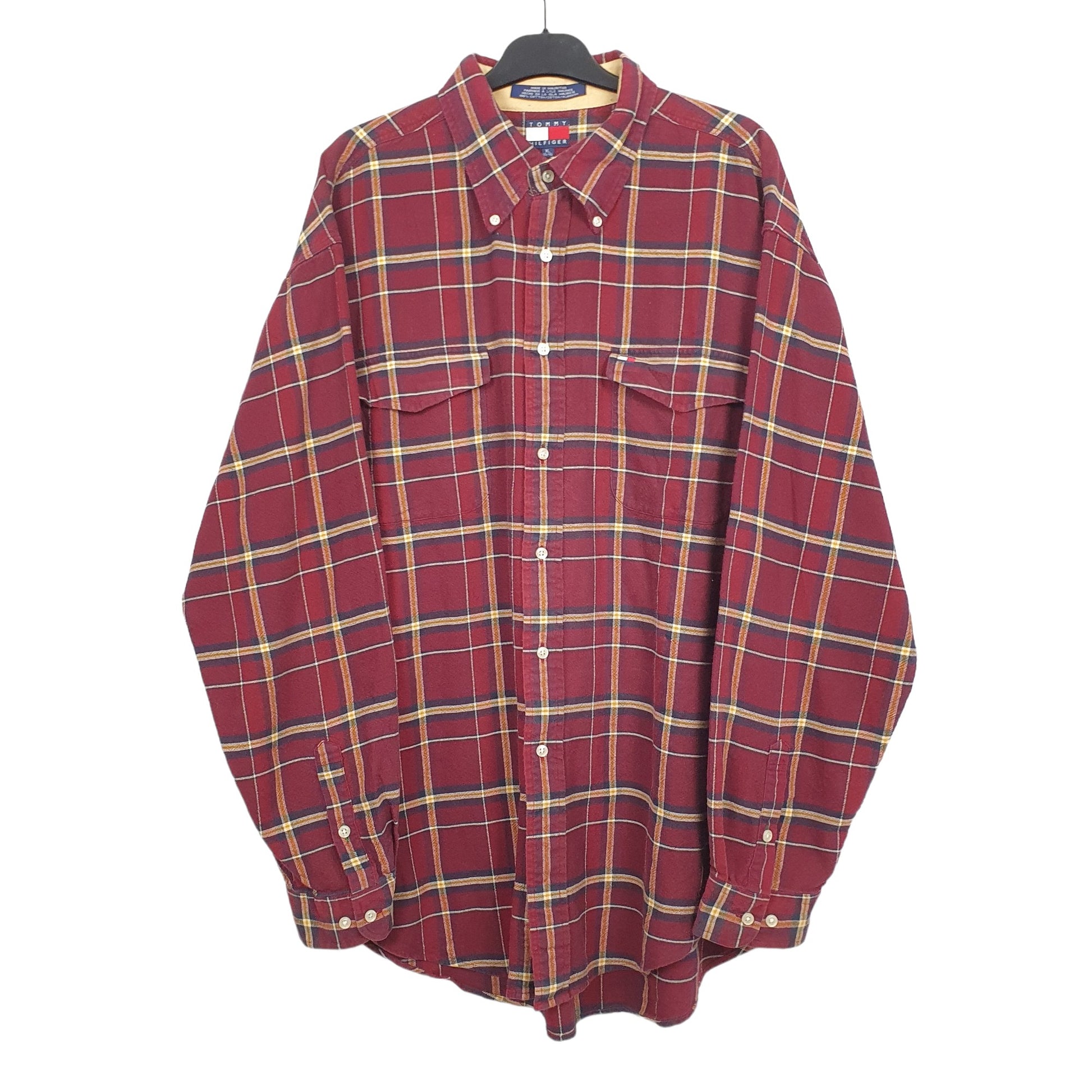 Tommy Hilfiger Long Sleeve Regular Fit Check Shirt Burgundy