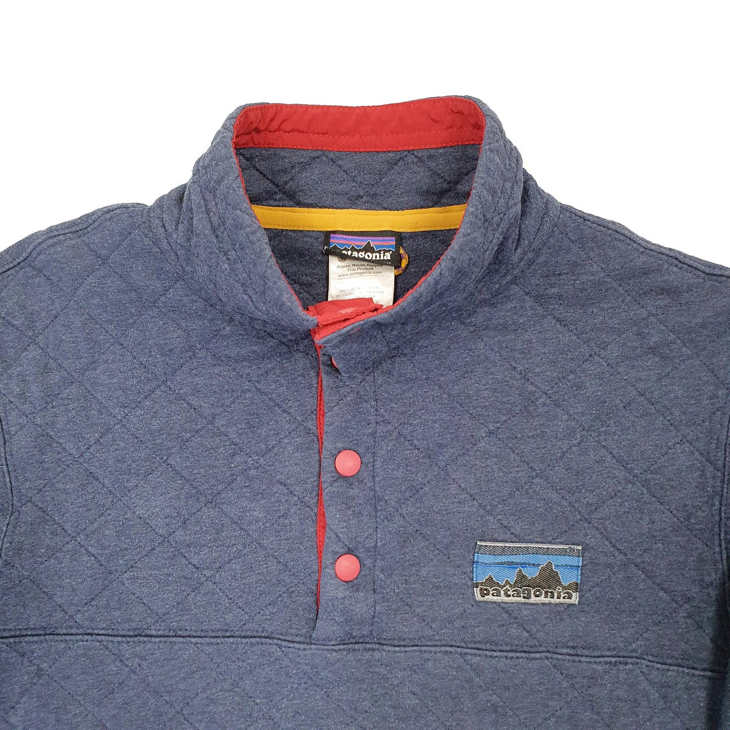 Mens Navy Patagonia Organic Quilted Snap T Synchilla Quarter Zip Jumper