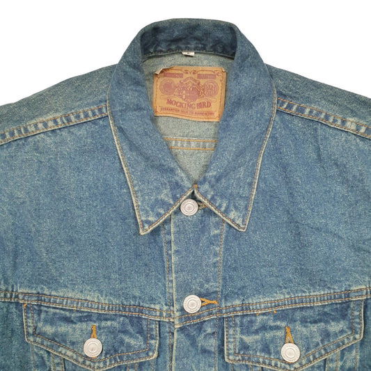 Womens Blue Mocking Bird Trucker Denim Jacket Coat