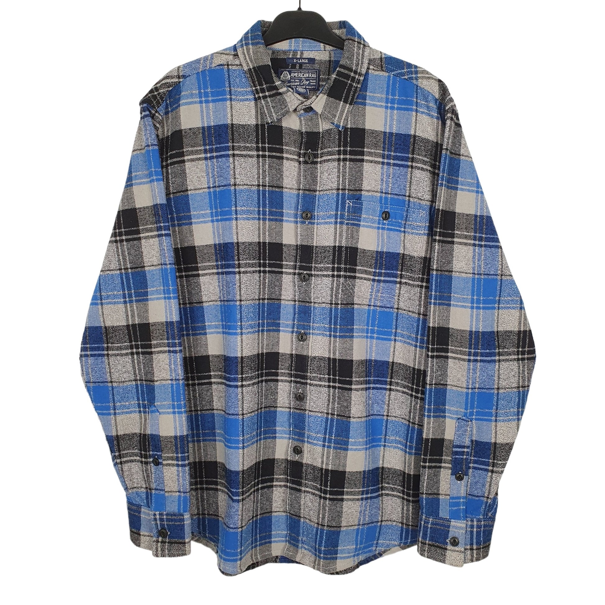 American Rag Flannel Shacket Long Sleeve Regular Fit Check Shirt Blue