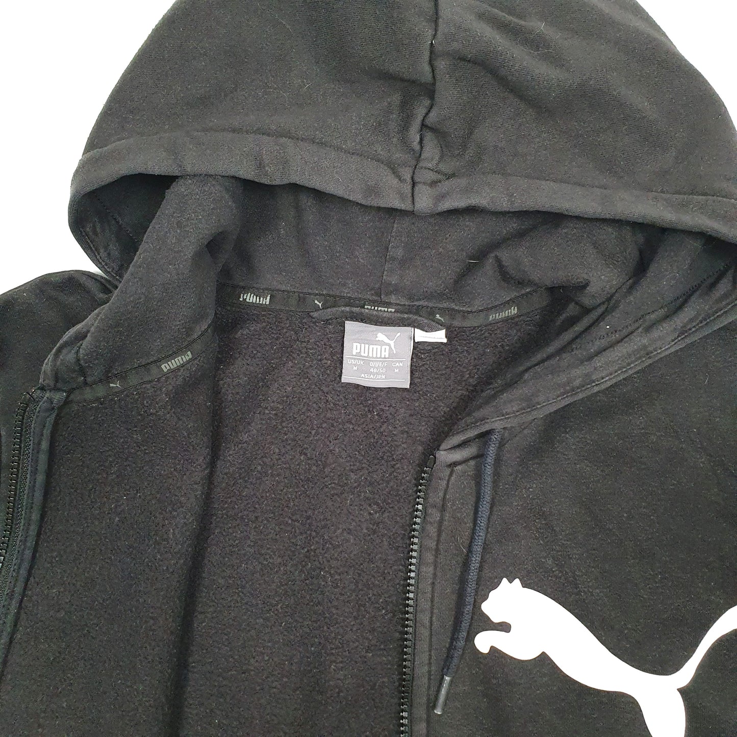 Mens Black Puma Hoodie Full Zip Jumper