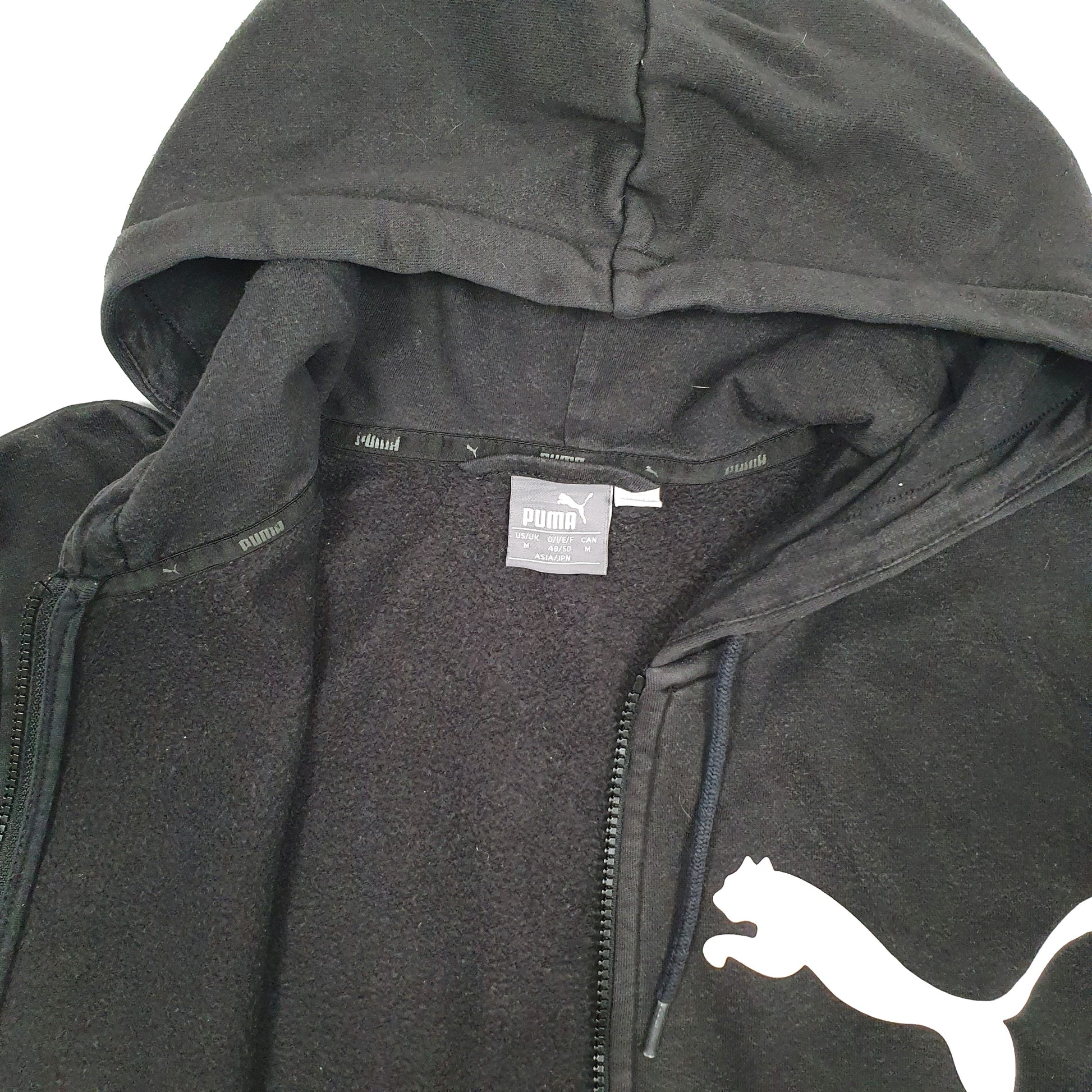 Mens Black Puma Hoodie Full Zip Jumper