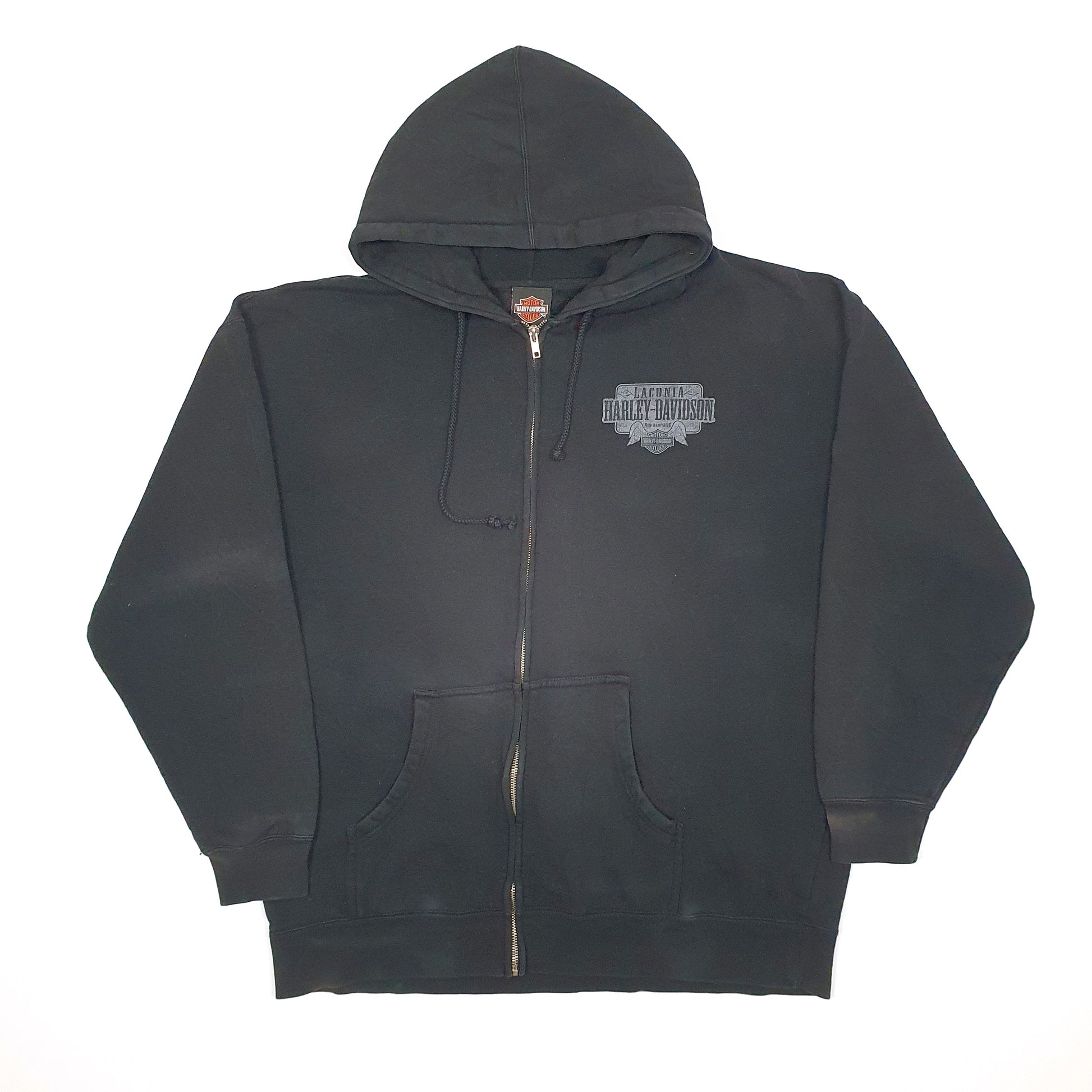 Mens Black Harley Davidson Motorcycles New Hampshire Full Zip Jumper