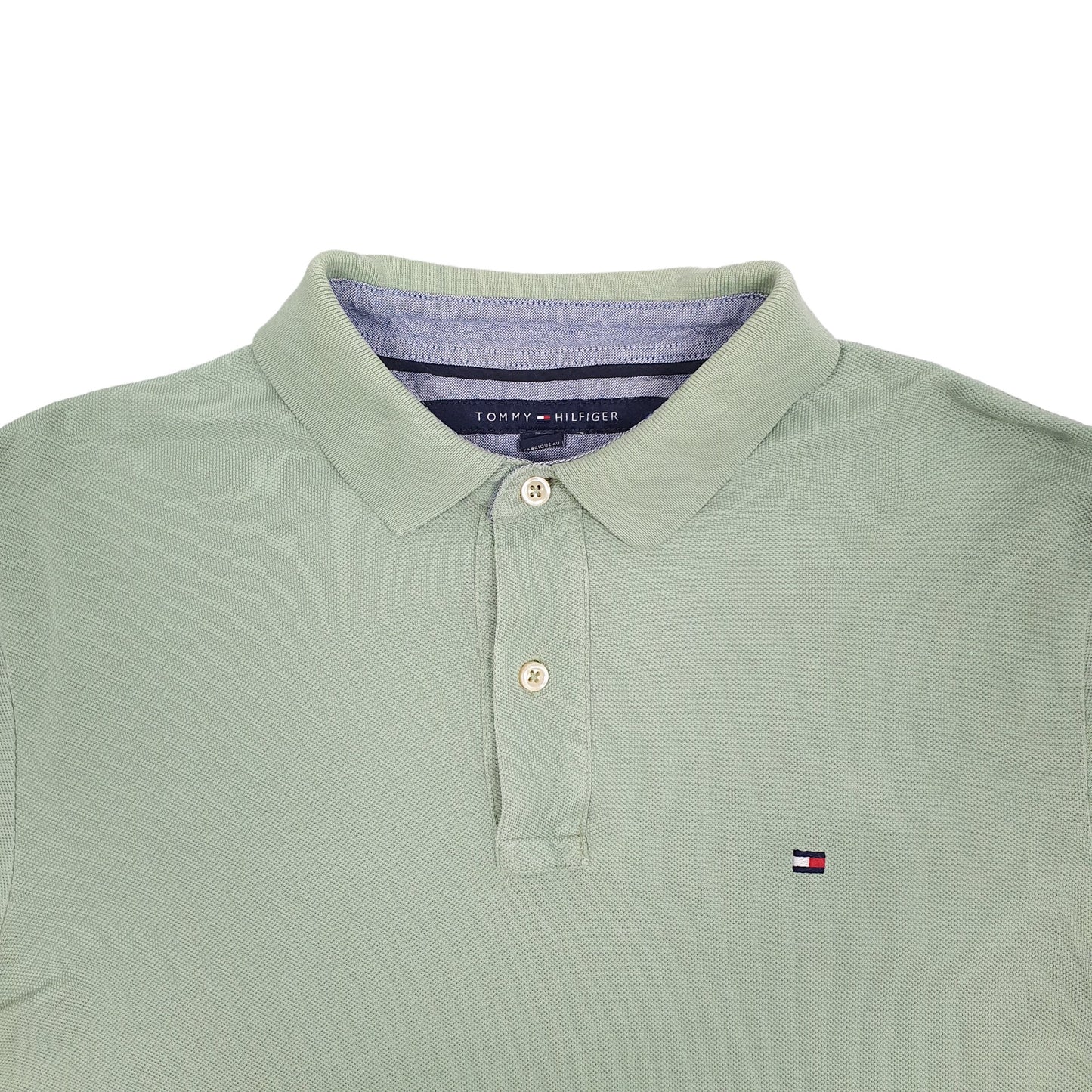 Mens Green Tommy Hilfiger Custom Fit Short Sleeve Polo Shirt