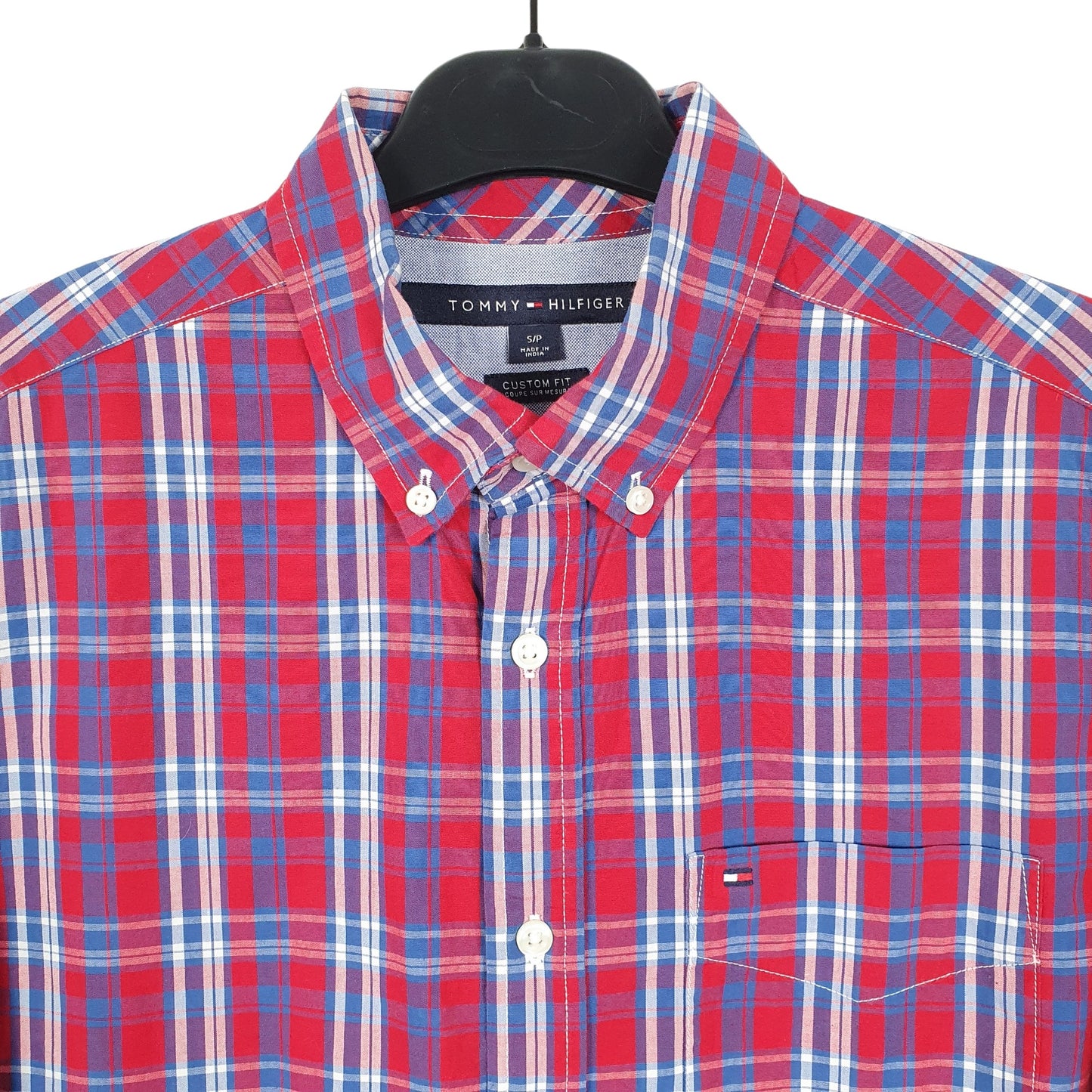 Tommy Hilfiger Long Sleeve Custom Fit Check Shirt Red