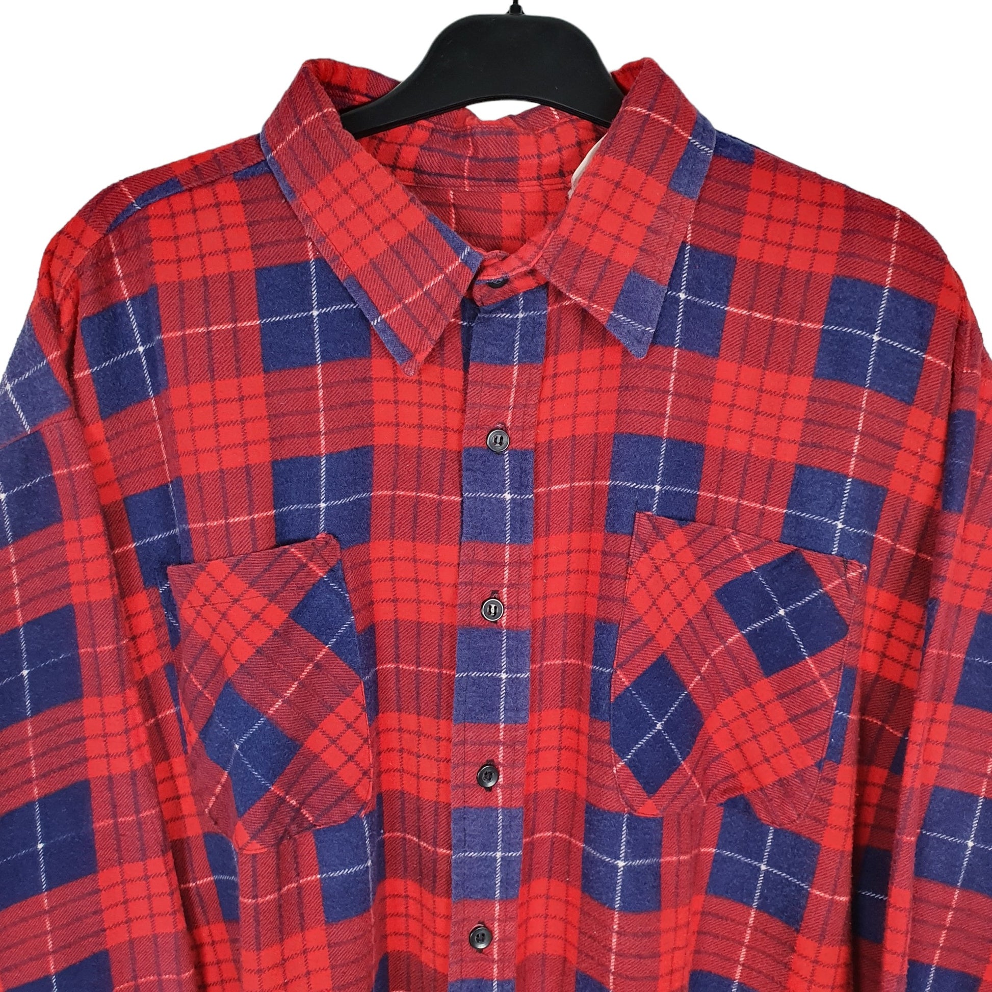 Non Branded Flannel Shacket Long Sleeve Regular Fit Check Shirt Red