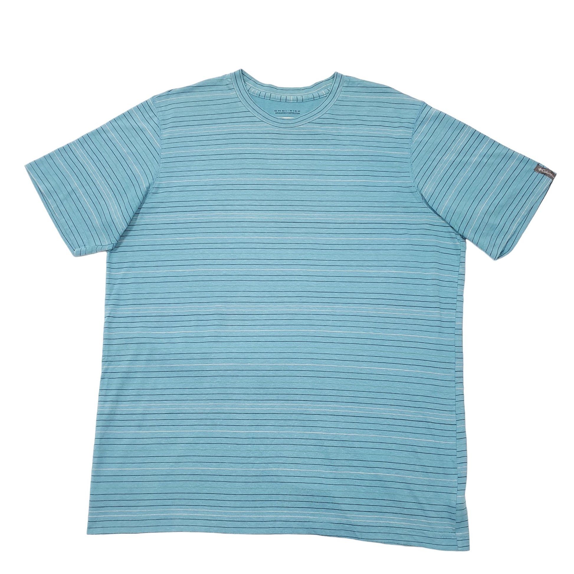 Mens Turquoise Columbia Sportswear Omni Wick Striped Blend Short Sleeve T Shirt