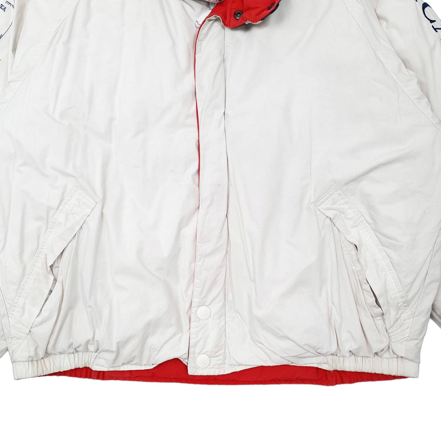 Mens White Nautica Challenge Vintage Spellout Padded Sailing  Coat