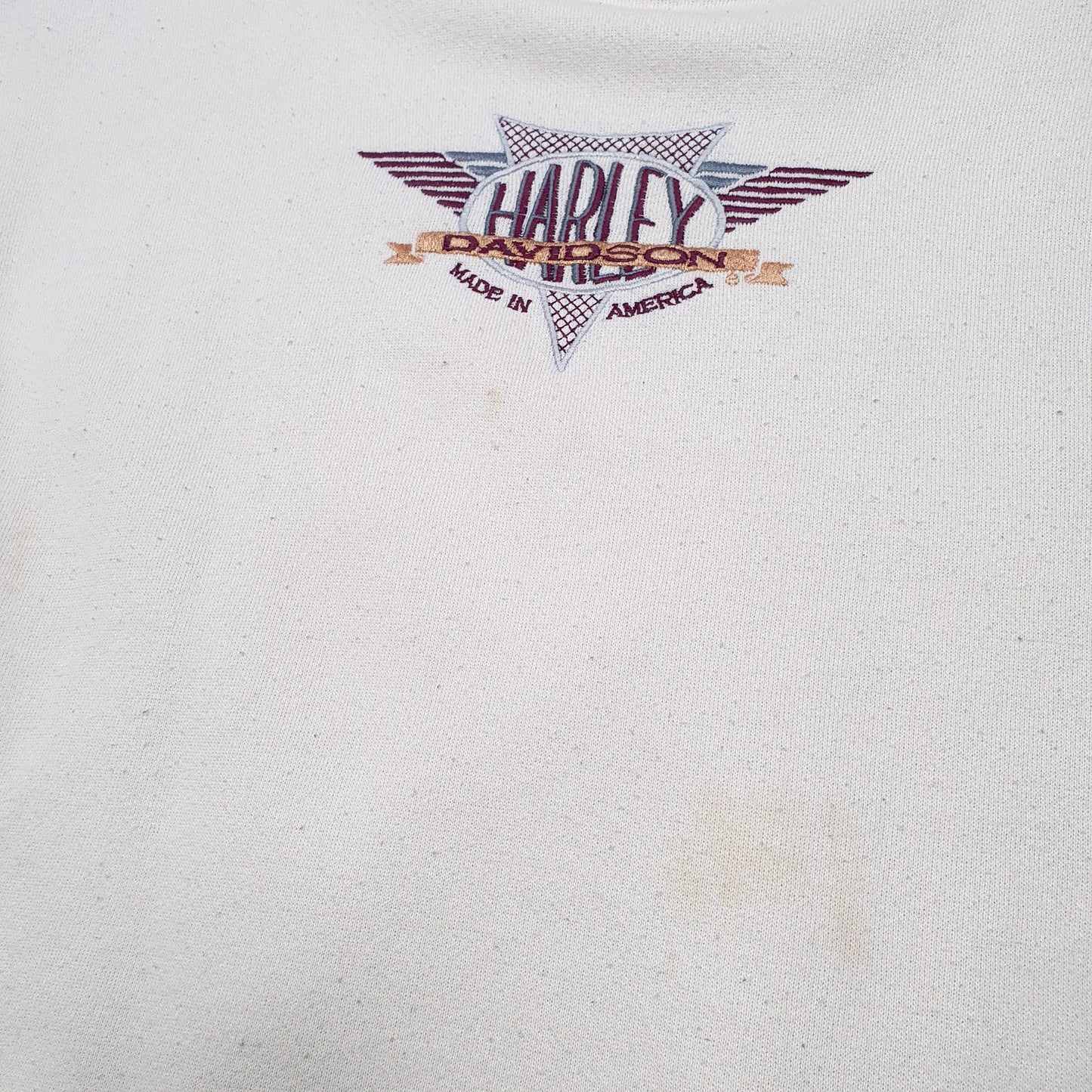 Mens Cream Harley Davidson Vintage Sweatshirt Motorcycles Biker Made In USA Crewneck Jumper