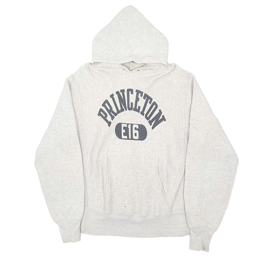 Mens Grey Champion Reverse Weave Warm Up Vintage 1970s Single Colour USA Made Hoodie Jumper