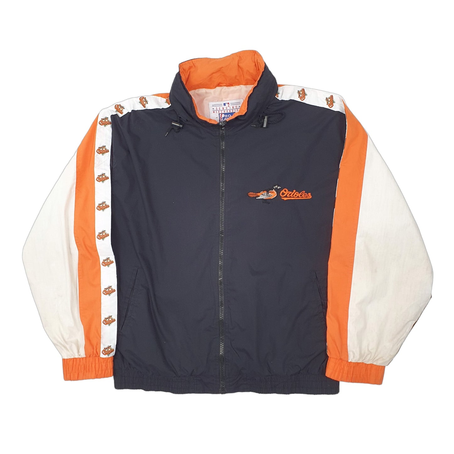 Mens Black MLB Pro Layer Vintage 1990s Baltimore Orioles Baseball  Coat
