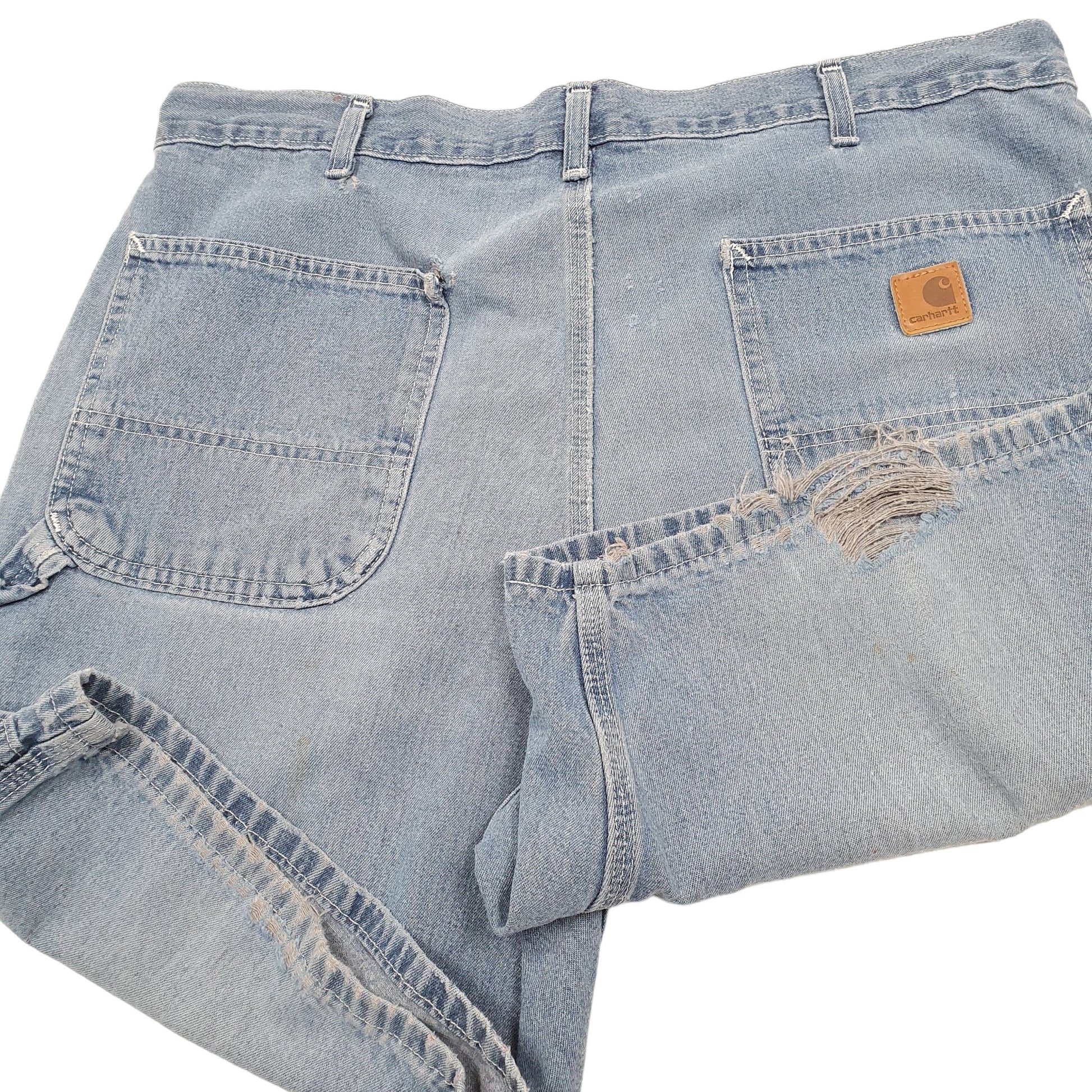Mens Blue Carhartt Carpenter Workwear Denim Shorts