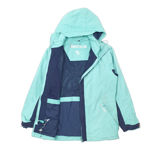 Womens Blue GTI Nautical Getting Hooded Sailing Rain Coat Coat