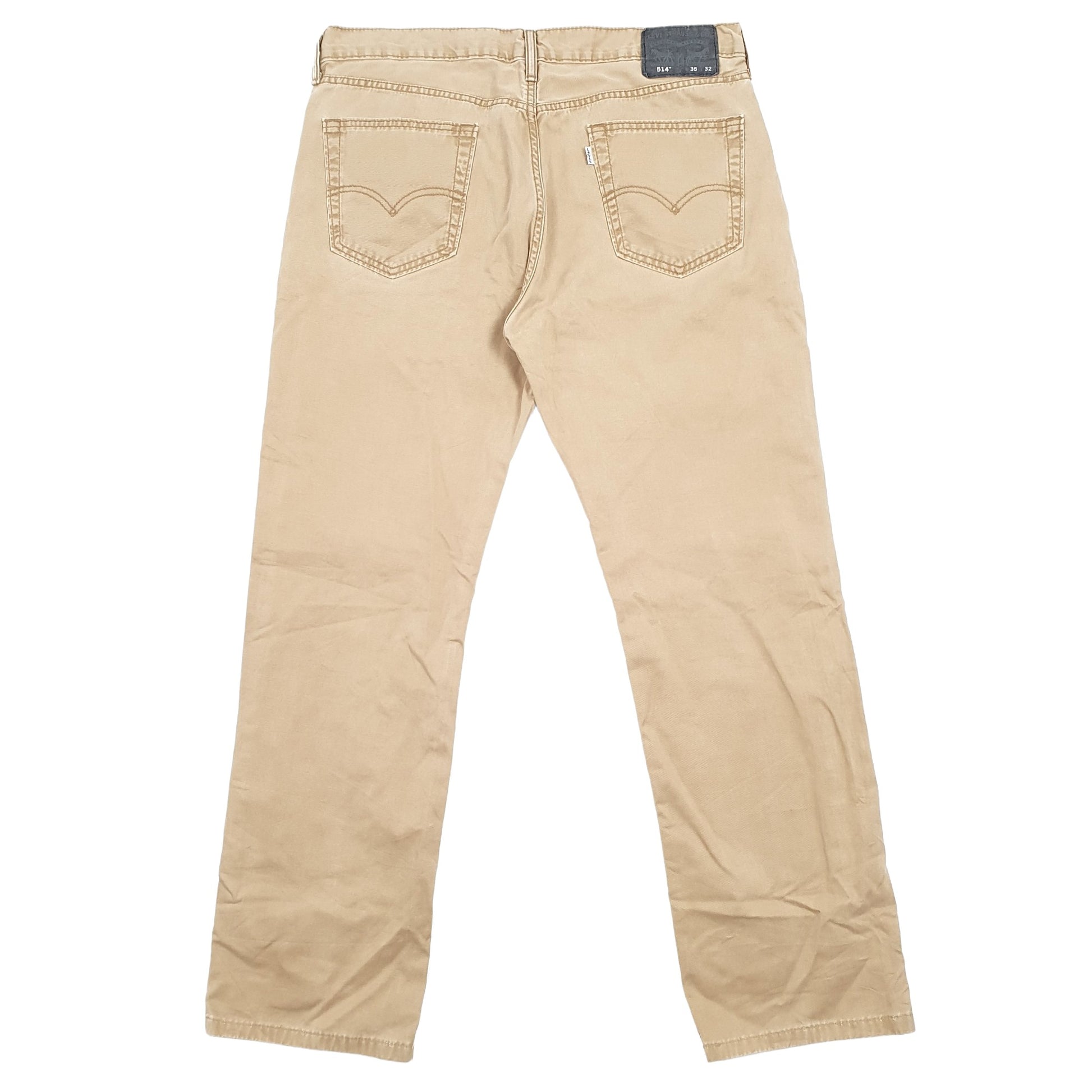 Mens Levis 514 Straight Leg Beige Chino Trousers W35 L30 Beige