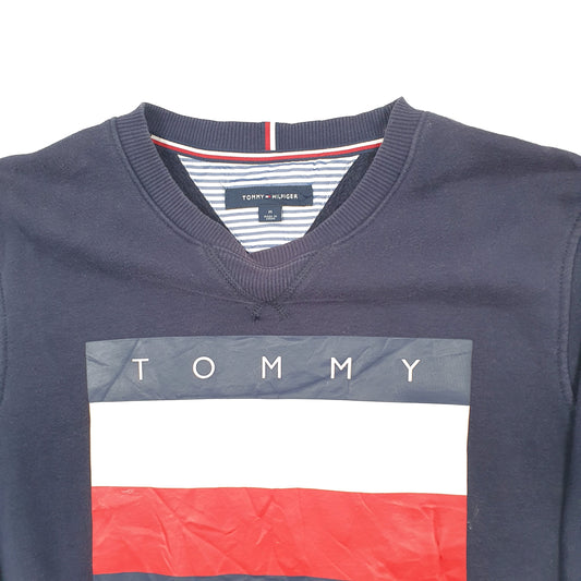 Mens Navy Tommy Hilfiger Spellout Crewneck Jumper