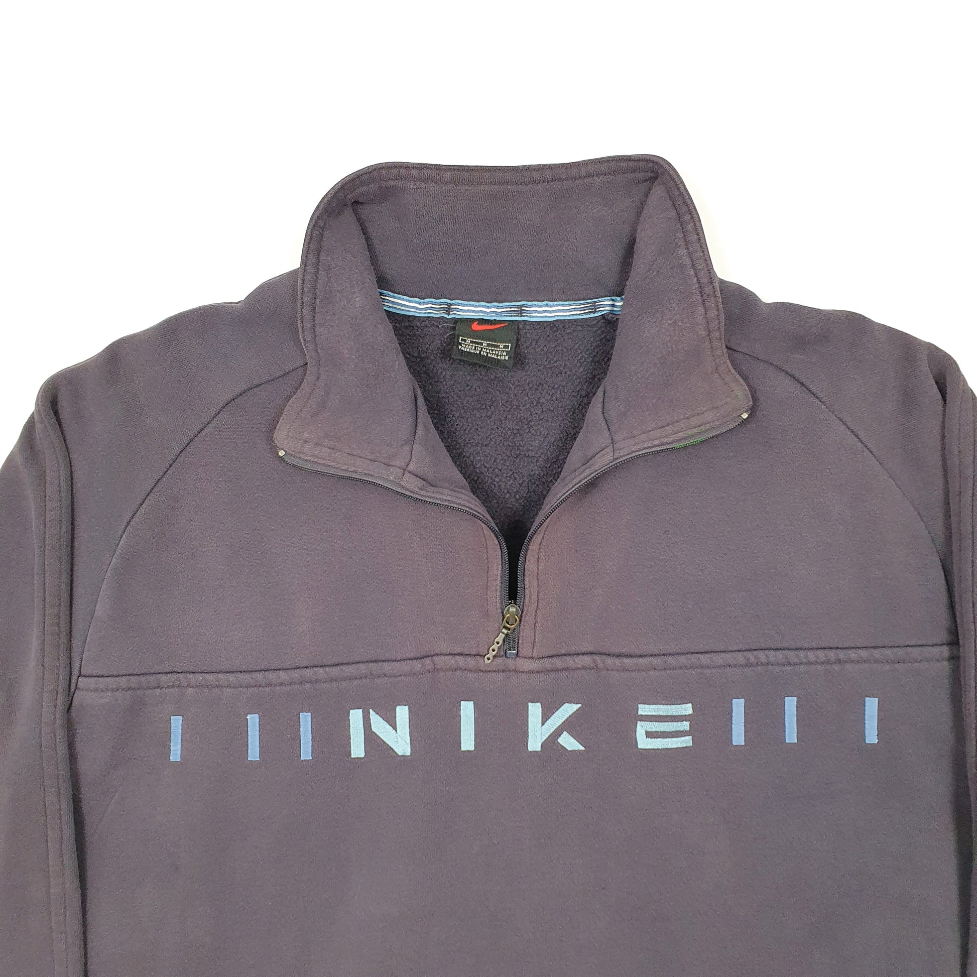 Mens Navy Nike Vintage Spellout Quarter Zip Jumper