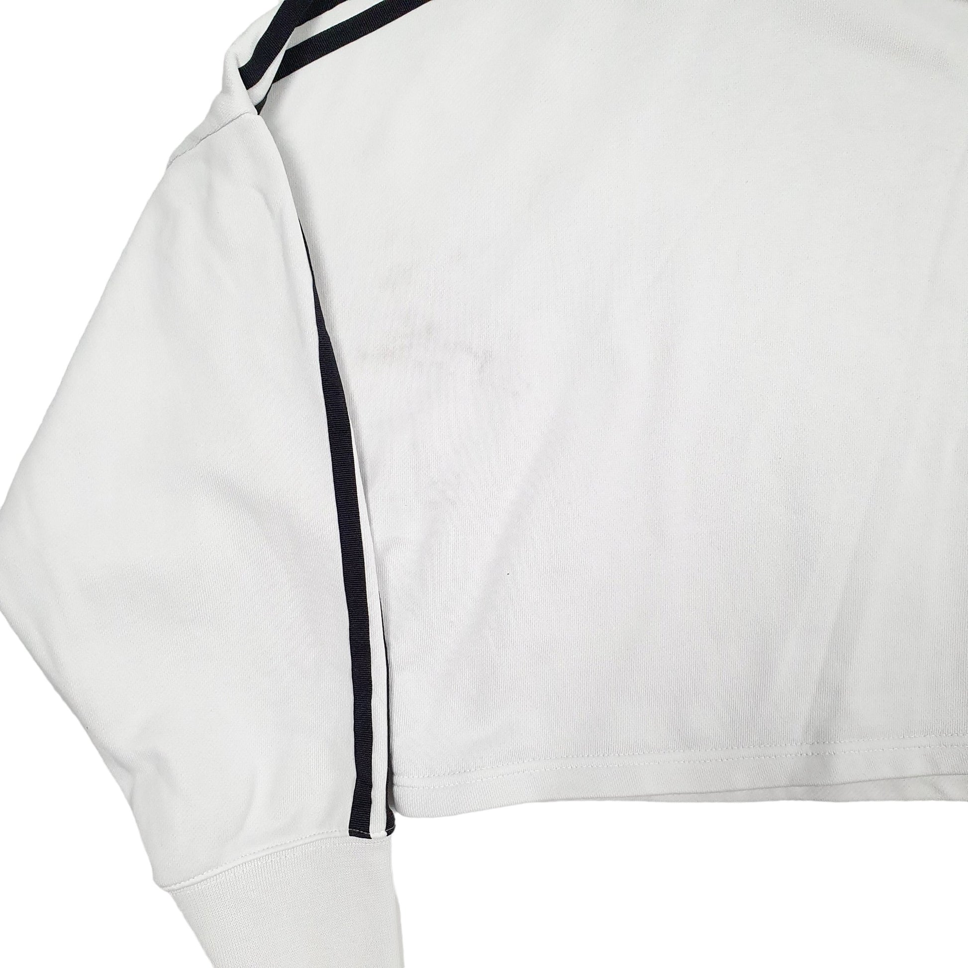 Womens White Adidas Crop Top Hoodie Jumper