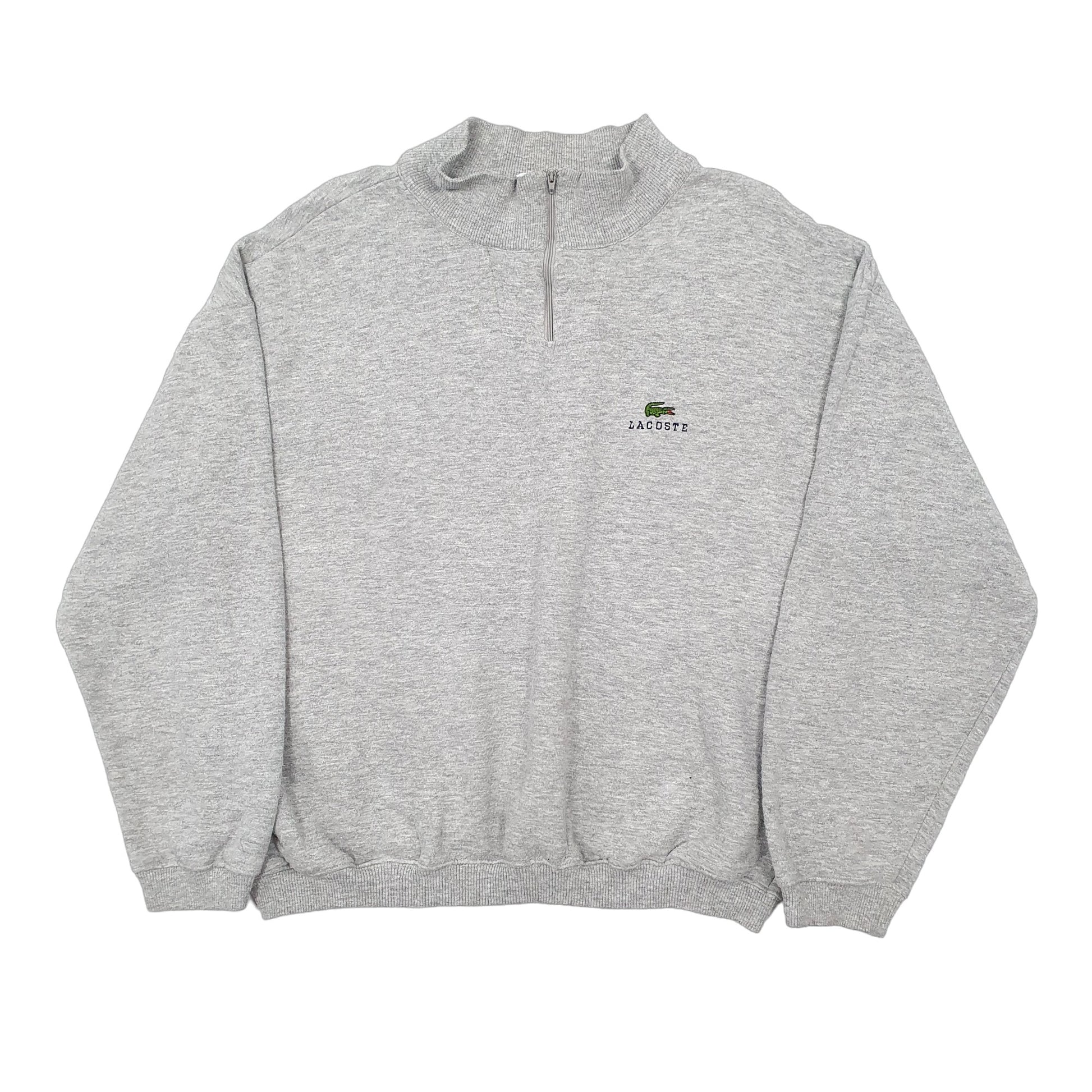 Mens Grey Lacoste Vintage Izod Spellout Quarter Zip Jumper